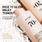 نمای بافت تونر شیری آنوا Rice 70 Glow Milky Toner و فینیش سبک برای آبرسانی روزانه